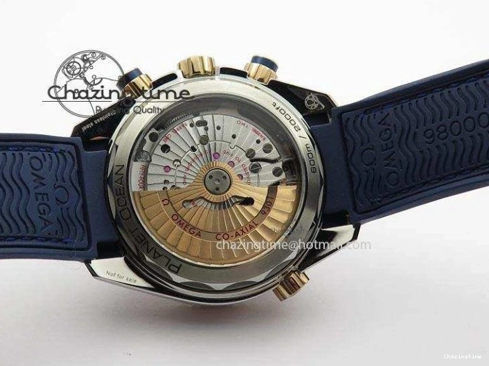 0513 GoodFit Seamaster Professional Chrono RG Blue Ceramic Blue Dial On Blue Gummy Strap A 8213